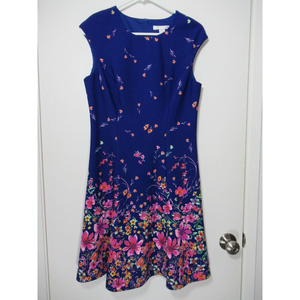 London Times Blue Floral Dress Size 10P